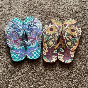 Vera Bradley Flip Flops (Price is for Both)